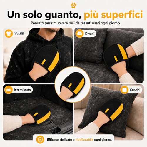 Guanto Rimozione Peli Pro Veloura Pets Per Cani e Gatti - Riutilizzabile