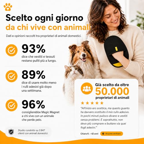 Guanto Rimozione Peli Pro Veloura Pets Per Cani e Gatti - Riutilizzabile