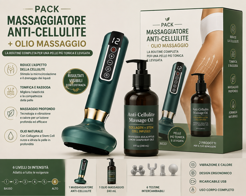 Pack Anti-Cellulite Massaggiatore + Olio Collagene | Pelle più Tonica e Levigata