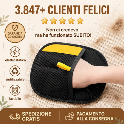Guanto Rimozione Peli Pro Veloura Pets Per Cani e Gatti - Riutilizzabile
