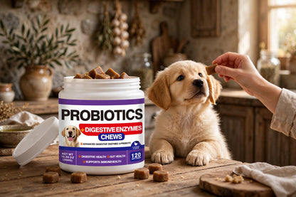 ProbioDigest™ - Fermenti Lattici e Enzimi Digestivi per Cani | 120 Masticabili | Anti Coprofagia e Alito Fresco