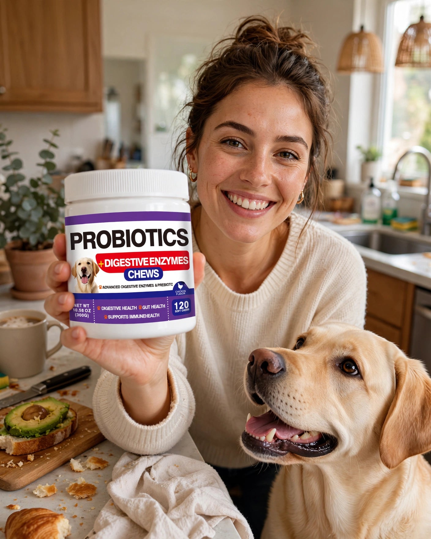 ProbioDigest™ - Fermenti Lattici e Enzimi Digestivi per Cani | 120 Masticabili | Anti Coprofagia e Alito Fresco