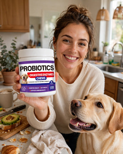 ProbioDigest™ - Fermenti Lattici e Enzimi Digestivi per Cani | 120 Masticabili | Anti Coprofagia e Alito Fresco