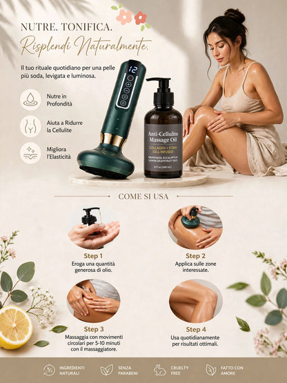 Pack Anti-Cellulite Massaggiatore + Olio Collagene | Pelle più Tonica e Levigata