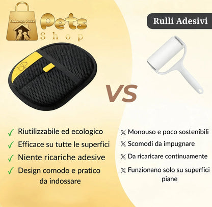 Guanto Rimozione Peli Pro Veloura Pets Per Cani e Gatti - Riutilizzabile